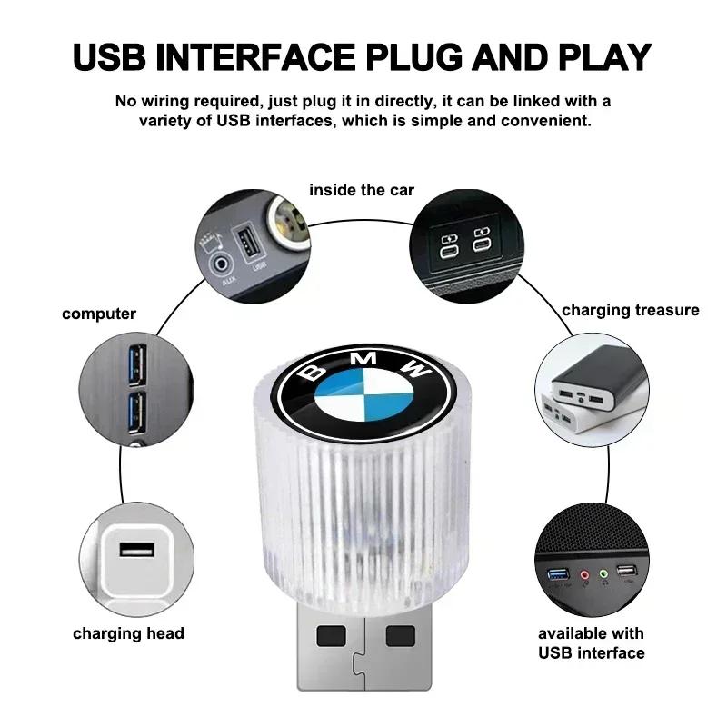 E60 E93 2025 New Hot Car For BMW USB Car LED Light Auto Interior Atmosphere Light Car Emblem For Bmw M3 M4 M5 M6 F20 F30 G20 F31