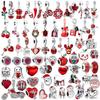 Hot Sale Red Series S925 Sterling Silver Strawberry Heart Christmas Pendant Charm Beads Fit Original  Bracelet DIY Jewelry