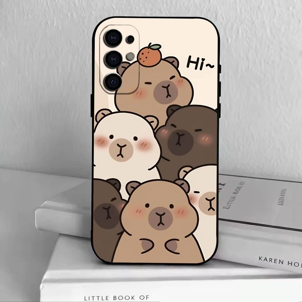 Cute K-Kawaii Capybara   Phone Case Black Silicone Soft For Samsung S25,S24,S21,S22,S23,S30,Ultra,S20,Plus,Fe,Lite