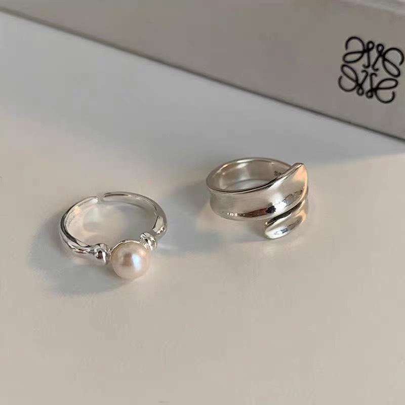 Korean Style Geometric Irregular Faux Pearl Open Adjustable Women's Ring