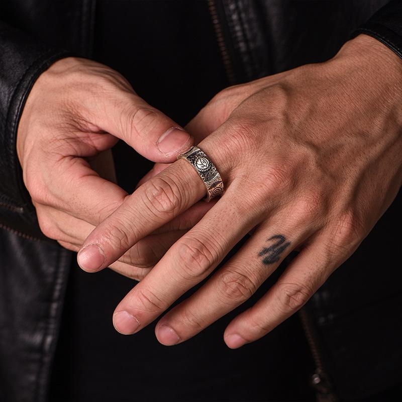 Retro Golden Horus Eye Totem Ring For Men Punk Gothic Adjustable Open Ring Handmade Designer Zircon Unisex Accessories Gift