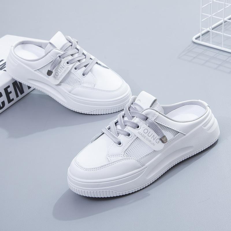 2025 новые весенние полузакрытые маленькие белые туфли женские туфли носить ленивые ins модные сандалии сумка голова модные шлепанцы