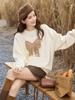 Sweatshirt for Women 2023 Autumn New Bow Design Elegant All-match Commuter Casual Fashion Solid O-neck Pullover Tops MXC43V0008