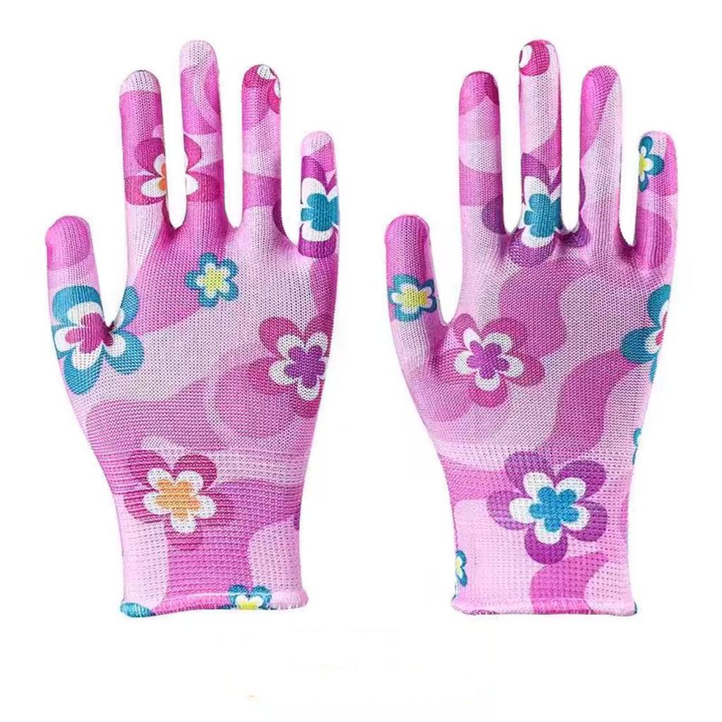 Lightweight Breathable Nylon Gardening Gloves - Wear-Resistant, Multi-Color Patterns