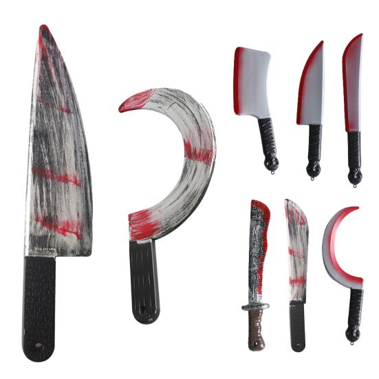 Decorative Bloody Axe Realistic Looking Eco-friendly Plastic Halloween Bloody Fake Machetes Toy for Home