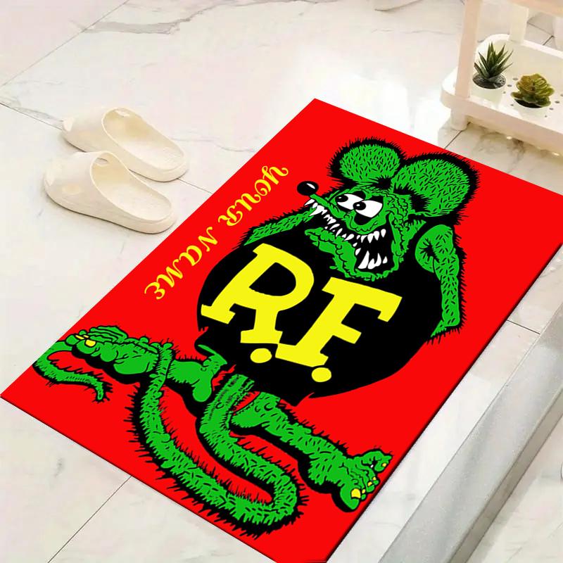 Custom 1Pc Rat Fink Muscle Car Rug Office Carpet Indoor Outdoor Entrance Doormat Nonslip Soft And Comfortable Living Room D2915235