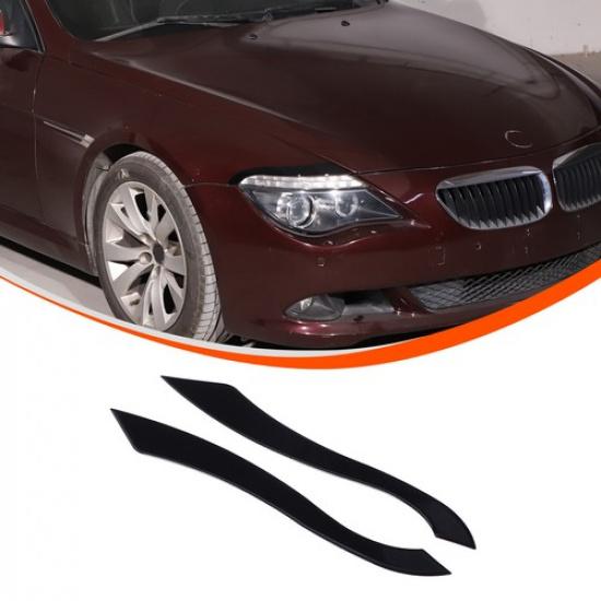 Piano Black Headlight Eyebrow Trim Sticker For BMW 6 Series E63 E64 2006-2010