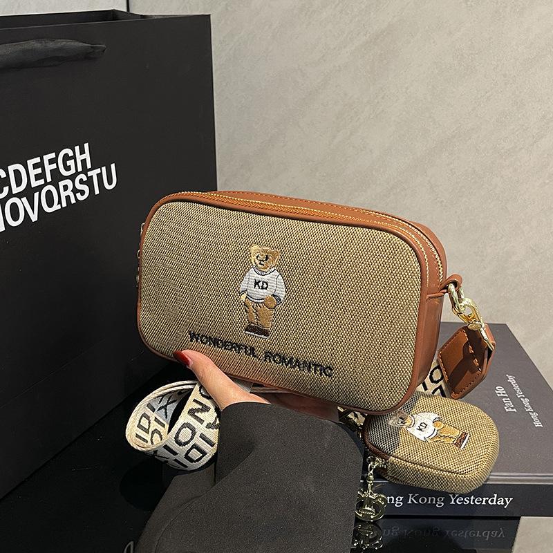 Katie Bear 2025 Autumn Fashion Canvas Crossbody Bag - Stylish & Trendy Women's Accessory