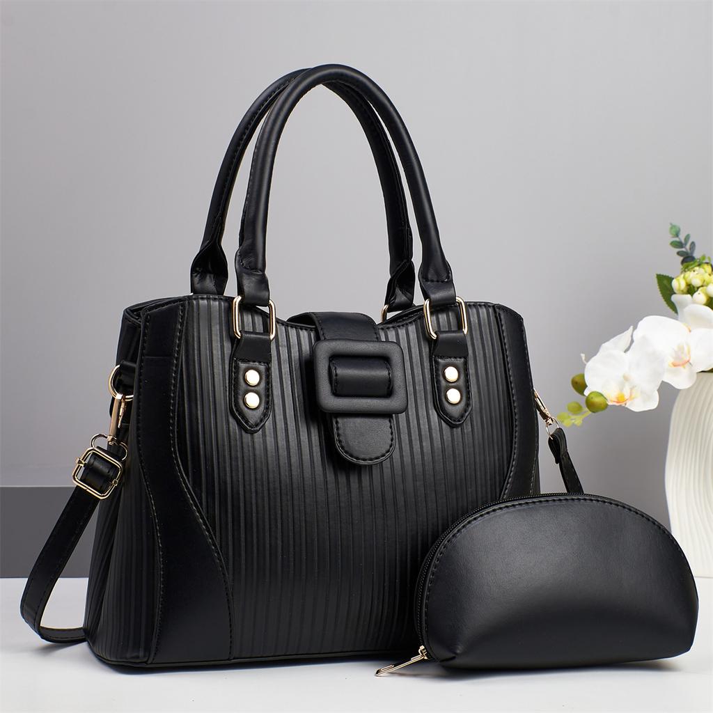 New High Appearance Horizontal Stripe Bag Splicing Battery Large Capacity Shoulder Bag Fashion Design All-match Female Bag