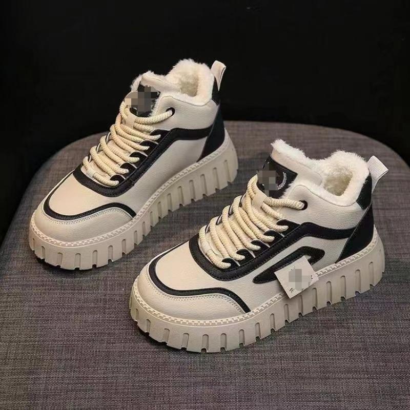 Snow Boots Women's New Winter Thick-soled Heightening Velvet Short Boots Non-slip Flat-soled Warm High-top Cotton Shoes