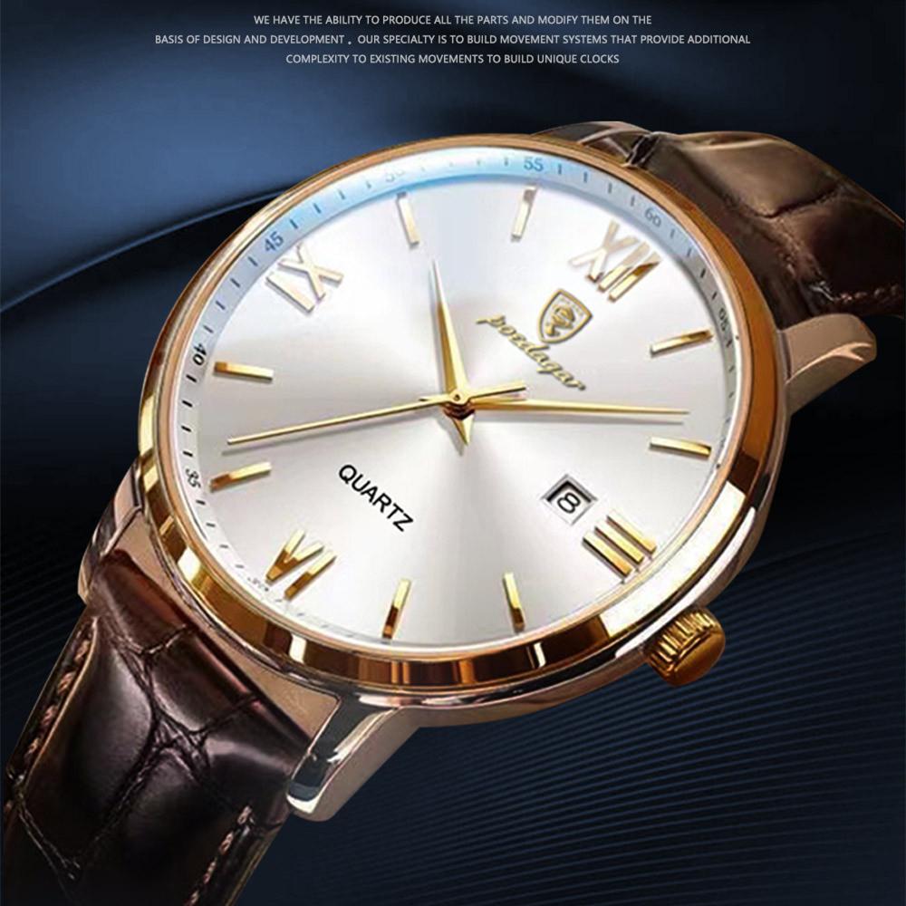 POEDAGAR Новые роскошные мужские часы ТОП-бренда с коробкой, ультратонкие водонепроницаемые светящиеся мужские кварцевые часы