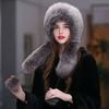 Женская зимняя шапка-ушанка из лисьего меха, шарф-шапка, теплая шапка с защитой ушей, женская уличная, густая, теплая, меховые шапки, русская мода, пушистая меховая шапка