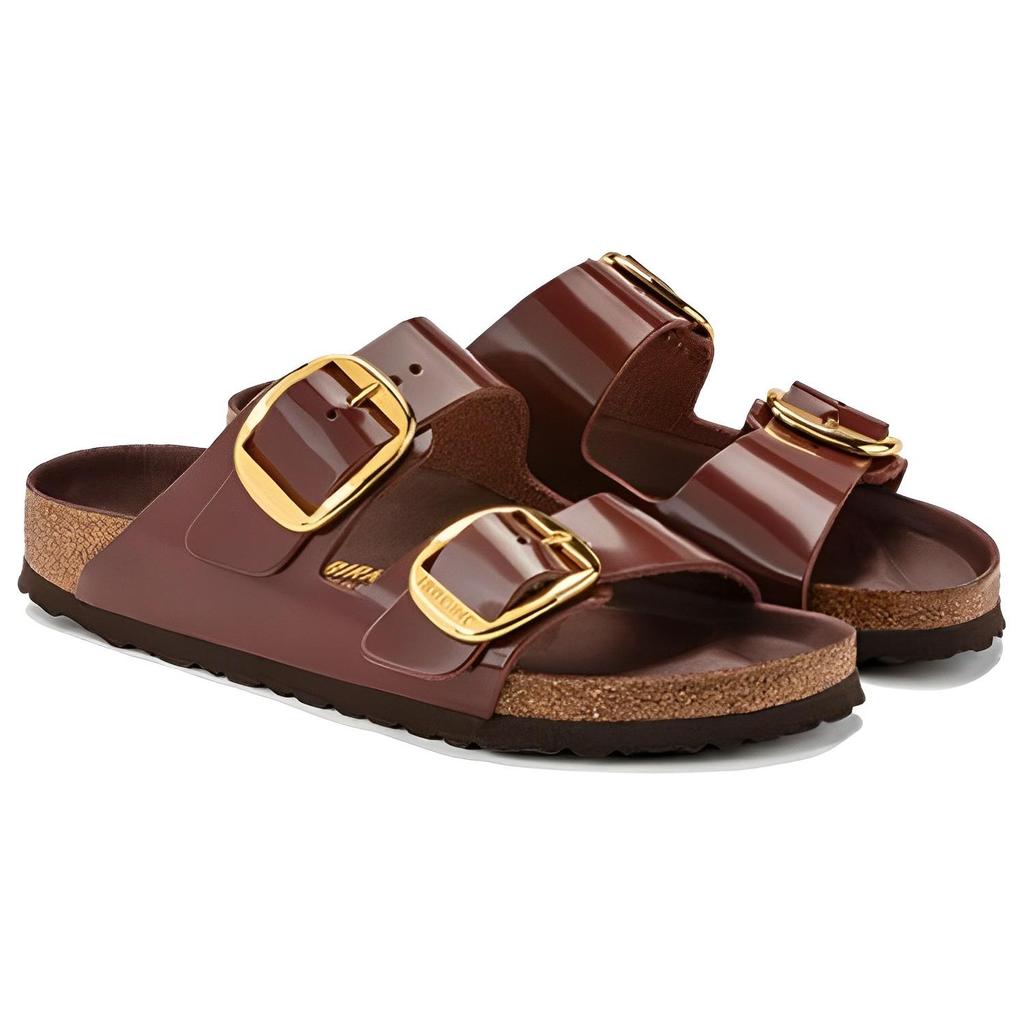 Birkenstock Arizona Big Buckle Natural Leather Patent 'Clay Dark Brown' Women's 1021388