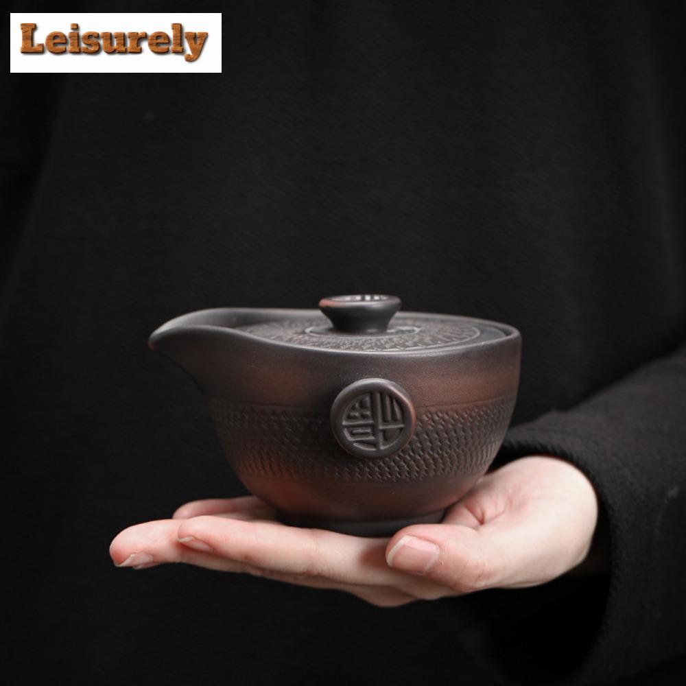 150 мл Qingxi Purple Pottery Hand Grab Gaiwan Handmade Jumping Knife Чайная Супница Чайник Крышка Чаша Чайный Сервиз Подарочный