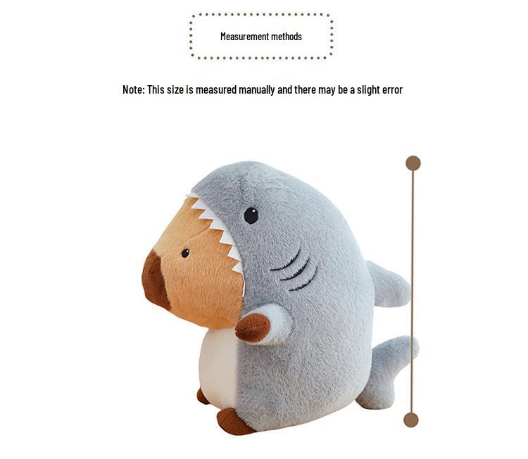 Shark Capybara Plush Toy - Large Cute Animal Doll Pillow for Children and Girls