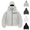 Men's Double Hood Loose Outdoor Trendy Hood Cardigan Zipper Hoodie
