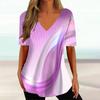 Curved Printed Women's T-Shirt Summer V-Neck Clothes Ladies Casual Short Sleeve Top Loose Fashion Pullover T Shirt for Women