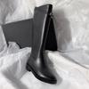 Fashion Round Toe Leather Zipper Ladies Knee High Shaft Shoes 2025 New Pu Trend Footwear Gyaru Gothic Hot Y2k Fashion Women's Long Boots
