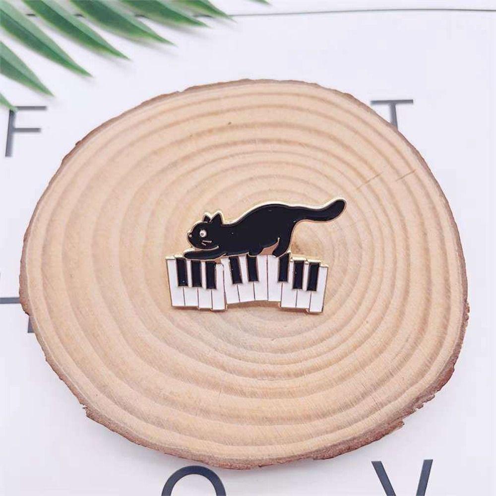 Подарки Музыкальная нота Фортепиано Модные ювелирные изделия Аксессуары для одежды Женская брошь в виде кота Корейский стиль Брошь