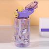 600ml Cute Water Bottle with Silicone Straw Leakproof Dinosaur Rabbit Design Portable Outdoor Sports Drinkware for School Travel