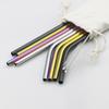 Metal Drinking Straw 304 Stainless Steel Colorful Straws Reusable Bent Straight Straw Set With Cleaner Brush Bar Party Accessory