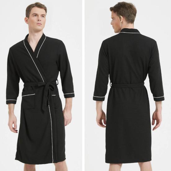 Мужской весенне-осенний халат однотонный ночной халат длиной до колена мягкий домашний халат для отдыха пижама для пар
