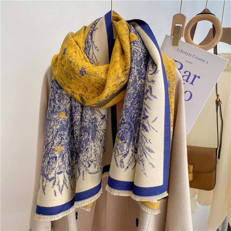 Осенне-зимний шарф для женщин, пашминовые шали и палантины, кашемировое одеяло, теплые толстые палантины для женщин, для активного отдыха, Bufanda 2023, новый принт