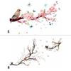 Самоклеящиеся настенные наклейки в китайском стиле с изображением цветов, птиц на ветке дерева, наклейки для офиса