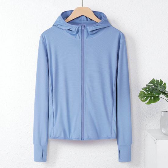 Женское солнцезащитное пальто с защитой от УФ-лучей, велосипедное пальто на открытом воздухе с длинным рукавом и молнией с капюшоном