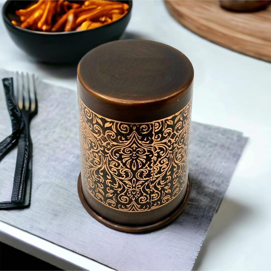 Бутылка из чистой меди с подарочным набором из 2 стеклянных бутылок (Антикварный Зуд Обычный) 1 литр