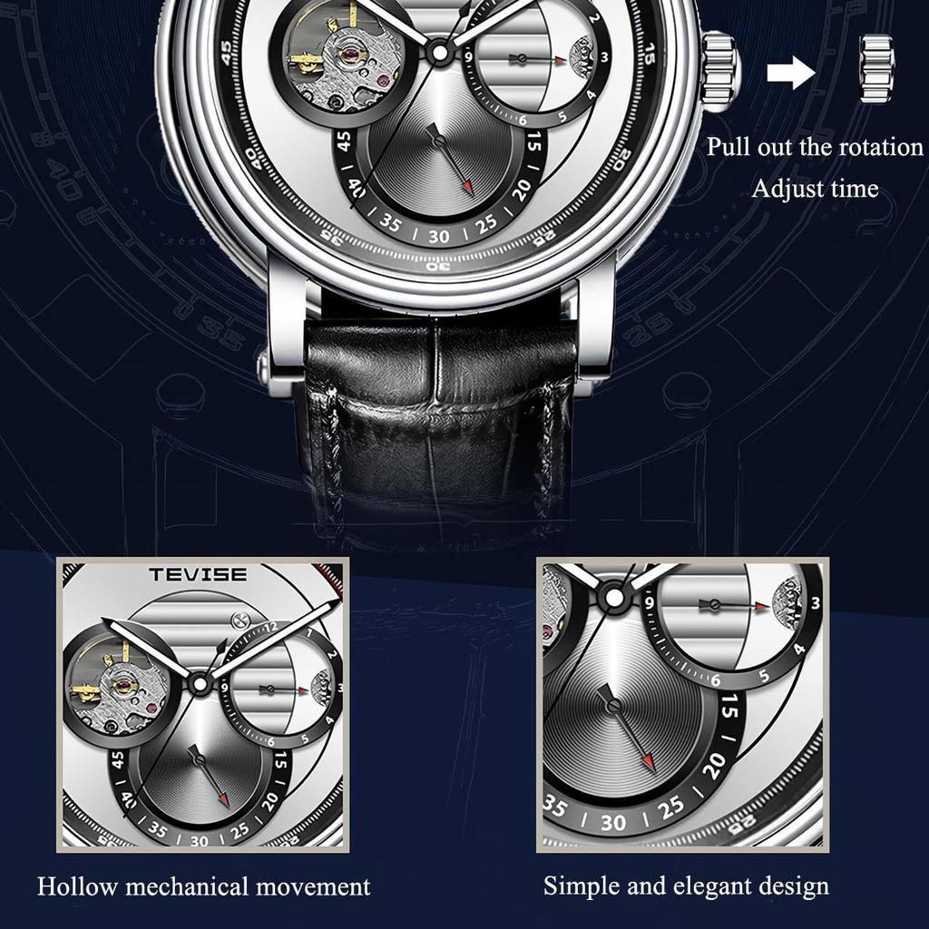 Мужские деловые часы с ночной подсветкой, классические механические часы-скелетоны с полным автоматом