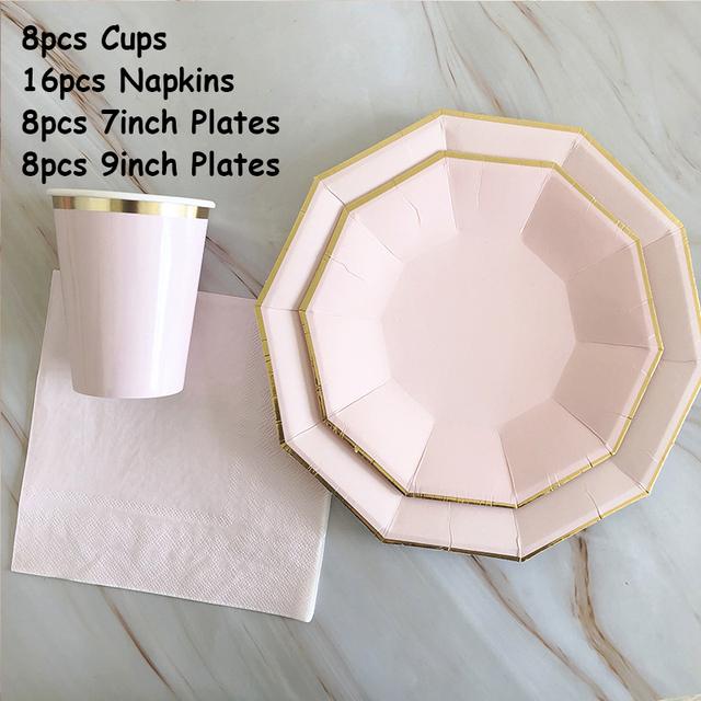 40 шт./лот одноразовая посуда набор золотых вечерние однотонные бумажные стаканчики тарелки день рождения детский душ карнавал свадьба декор принадлежности
