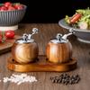 Premium Manual Pepper Mill with Ceramic Core - Round Shape, Acrylic Wood Construction, Kitchen Tool, 1/3 Pack