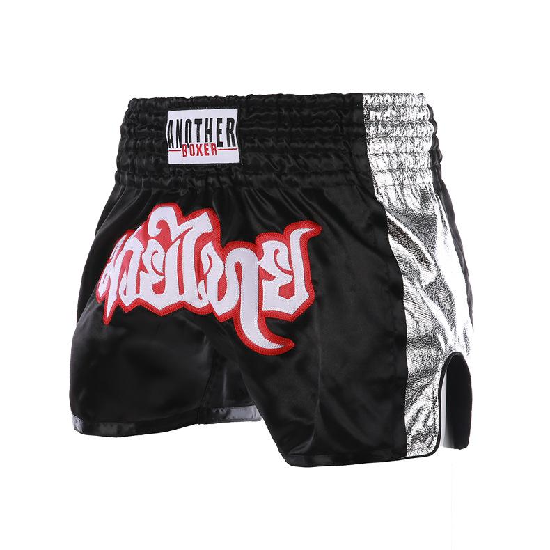 Muay Thai shorts high whip leg boxing pants side shiny leather craft martial arts team uniform cross-border Muay Thai training