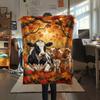 1PC Animals and Autumn Print FlAannel Blanket, High quality Comfortable for All Seasons, Home Decor, Warmth and Comfort