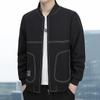Мужская черная куртка-бомбер с бейсбольным воротником, мужские весенние трендовые универсальные топы, повседневная мужская куртка