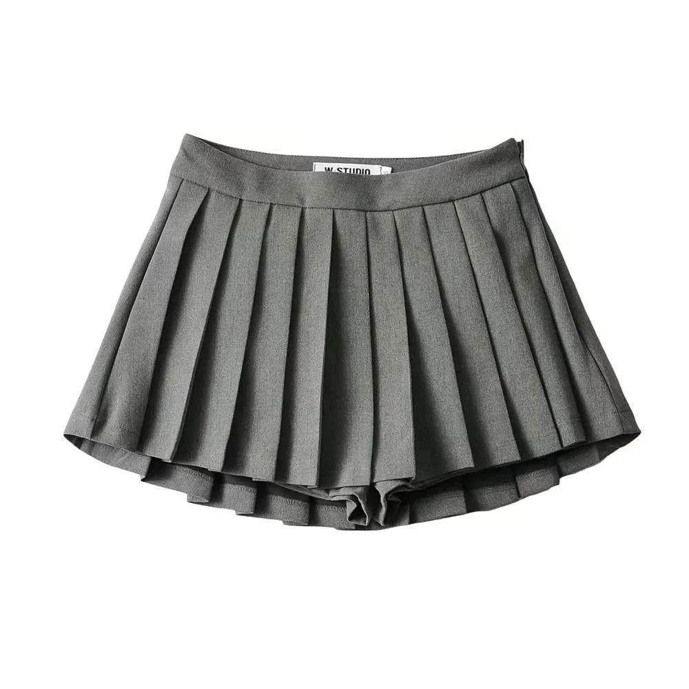 High-Waisted Short Front Long Back Anti-Slip A-Line Pleated Skirt Umbrella Skirt Tennis Skirt
