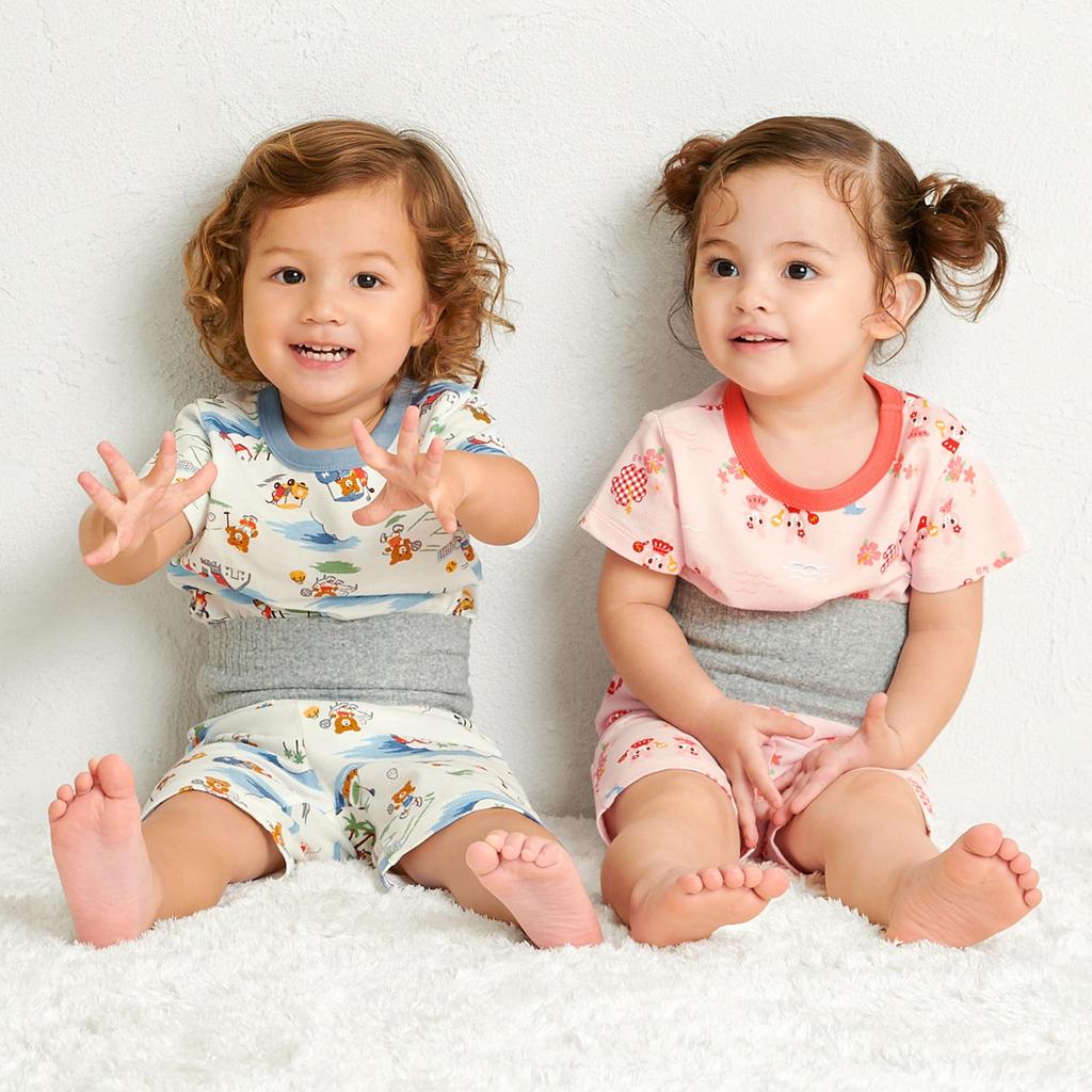 MIKIHOUSE HOT BISCUITS Short Sleeve Pajamas for Boys and Girls, Baby, Kids, Pink, 120cm, 70-7334-141