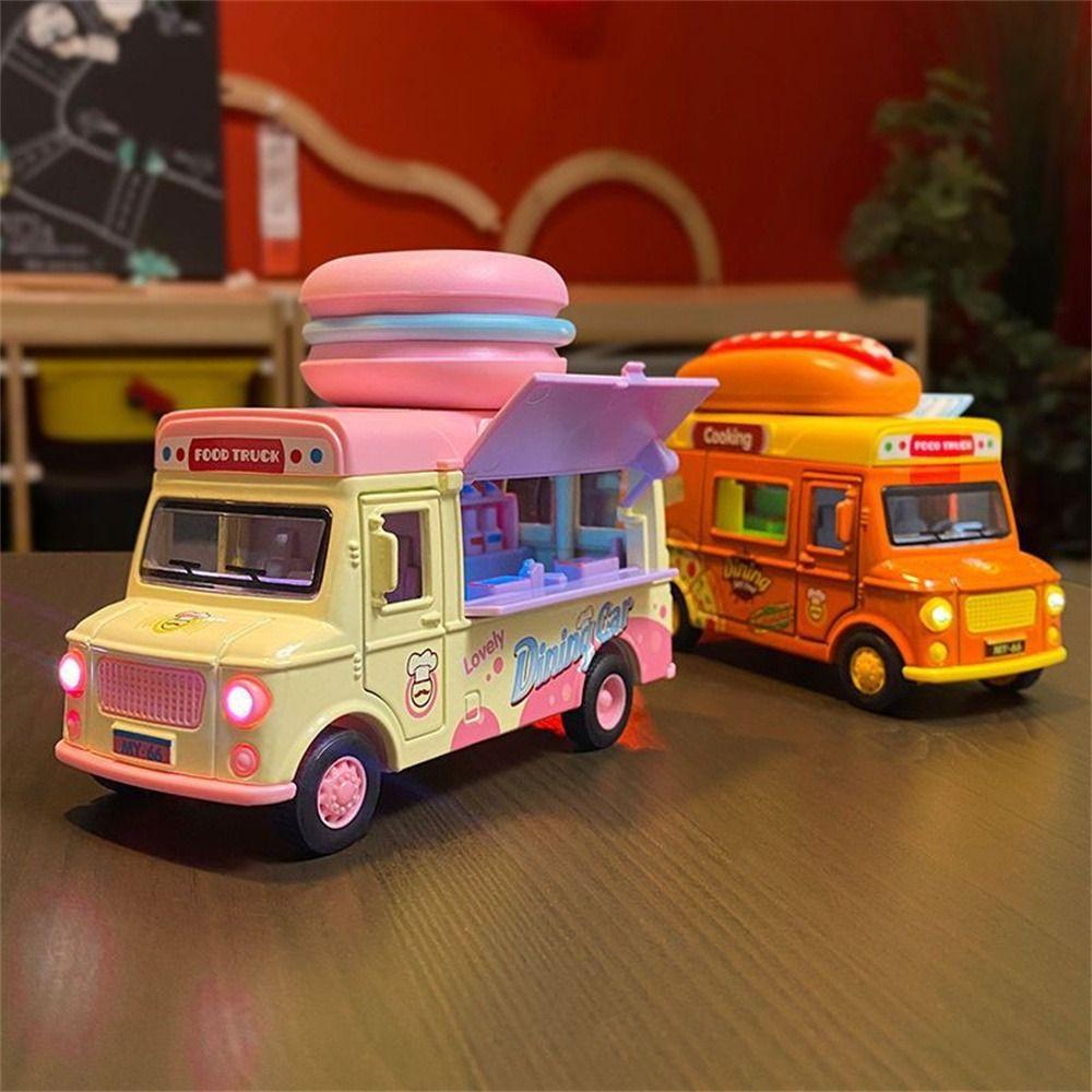 Bright Colors Ice Cream Car Model with Music Light Pull Back Car Food Truck Toy  Children Gift