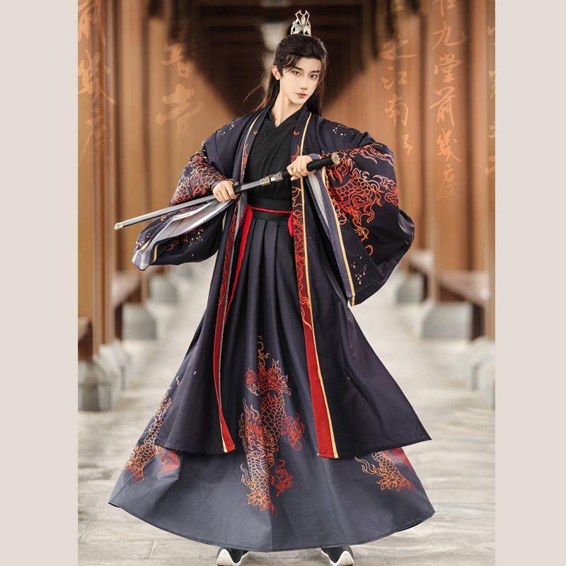 Китайский стиль династии Вэй и Цзинь стиль воротника ханьфу кафтан унисекс рыцарские костюмы 