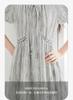 V-neck dress, women's summer temperament, waist cinched, bubble sleeves, medium length skirt