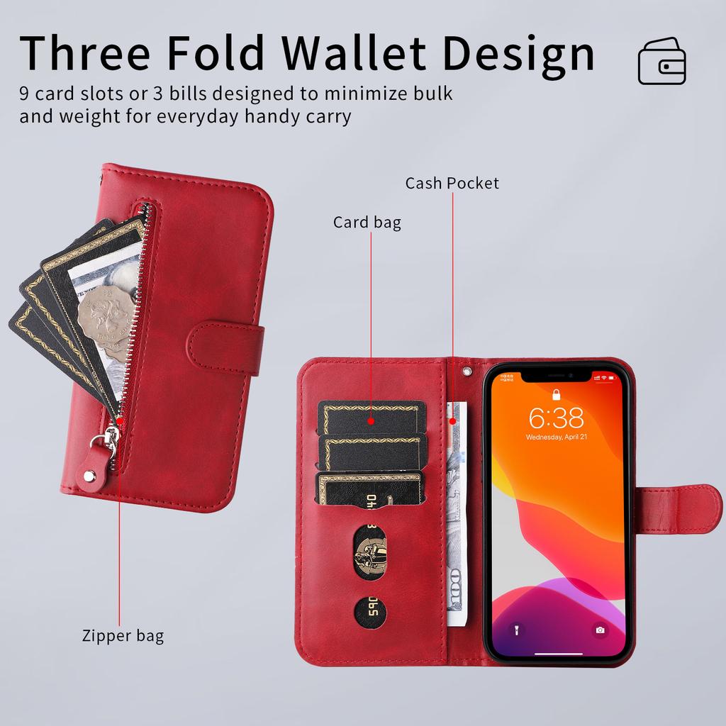 For Motorola Moto G86 Power 5G/G86 5G PU Leather Cases with Zipper Pocket Wallet Phone Cover Stand