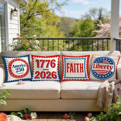 4Pcs Independence Day 250Th Cushion Covers Single-sided Printed 45CM Throw Pillow Case Cover Sofa Cushion Home Room Decor