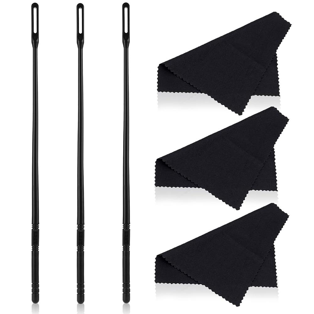 New 3Sets Flute Cleaning Rods & Cloth Interior Care Cleaner Tool for Wind Instrument