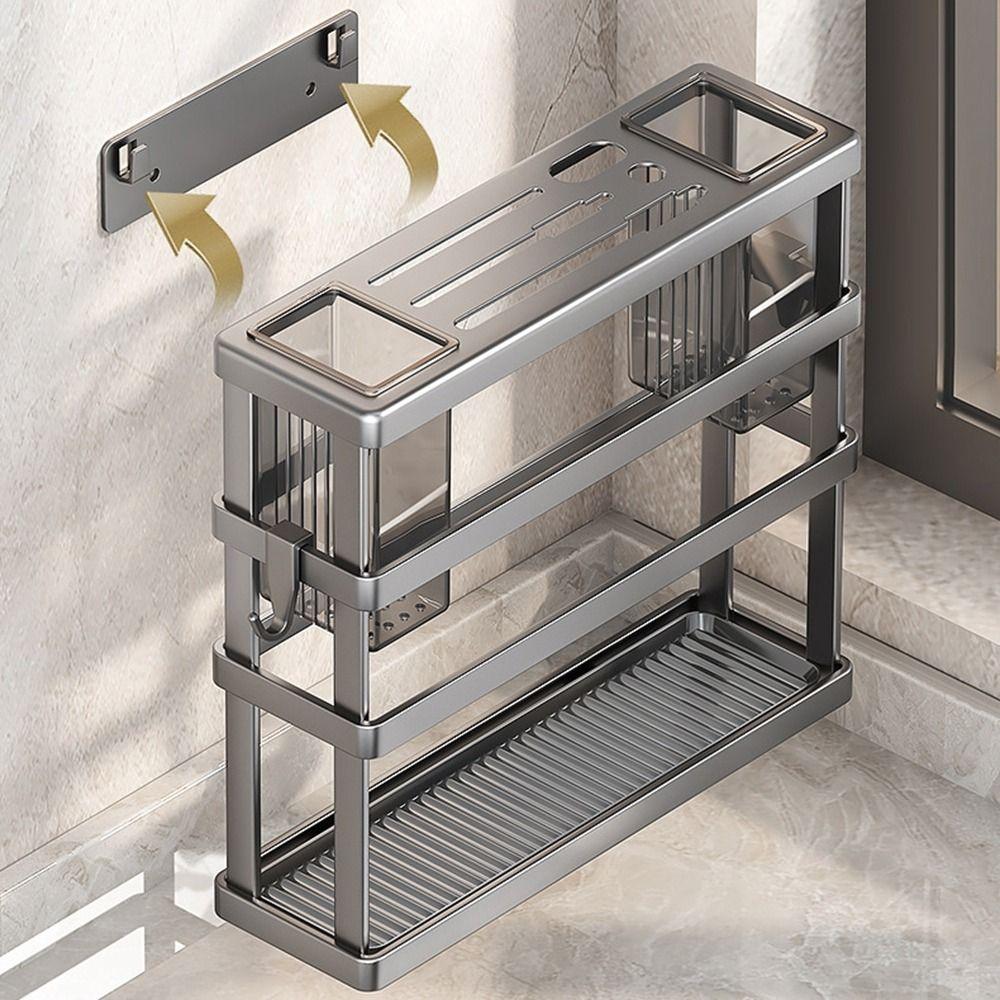 Large Capacity Utensil Drying Rack Carbon Steel Pot Lid Stand Cutting Board Holder for Kitchen