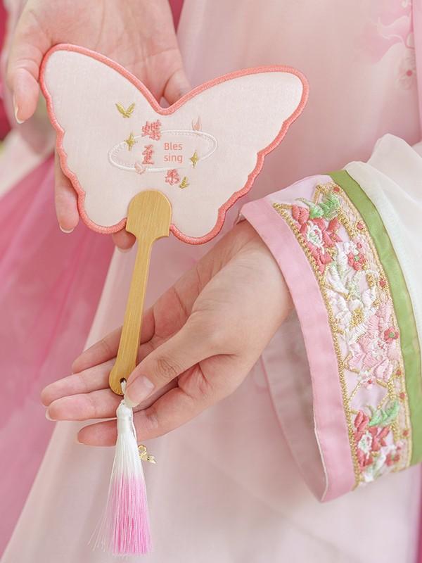 Embroidered Three-Dimensional Butterfly Fan, Ancient Style, Uniquely Shaped Hand-Held Fan, Decorative Portable Cultural and Creative Small Fan, New