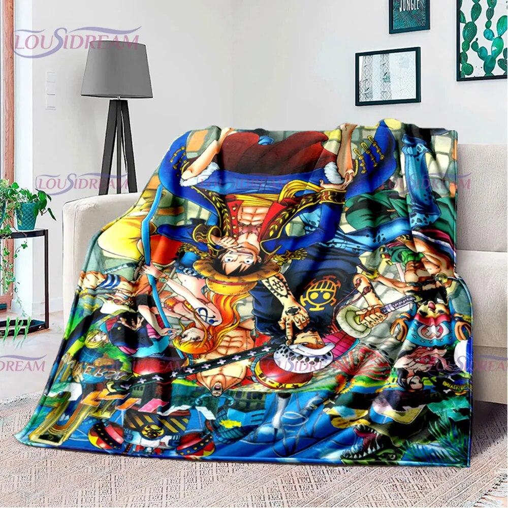 Одеяло с принтом японского поп-аниме, фланелевое постельное белье для дивана, офисное одеяло для пикника, домашний декор, подарок на день рождения