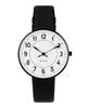 ARNE JACOBSEN STATION 53411-1601B Watch, 34mm, Scandinavian Design, Water Resistant (Quiet Design with No Second Hand), White with Black Leather Strap