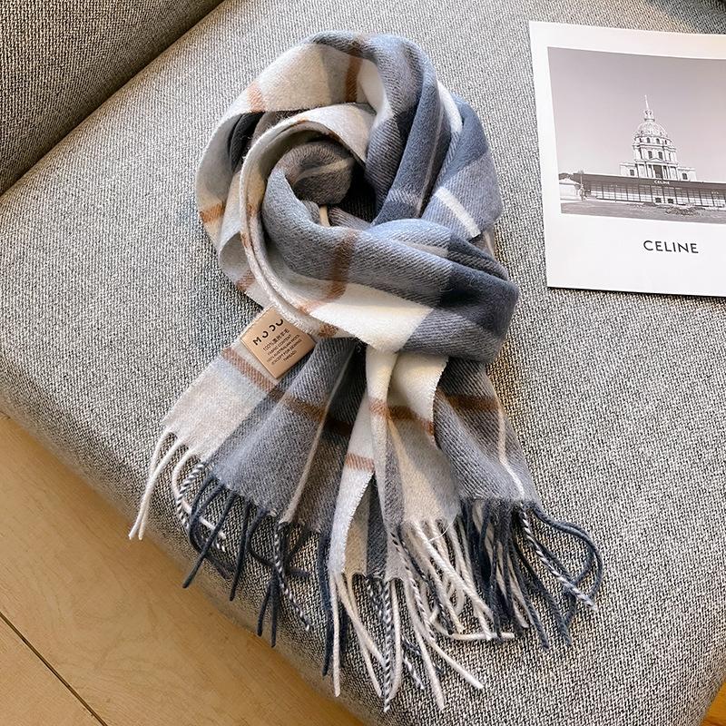 100% Wool Australian Pure Wool Plaid Scarf Winter Versatile Warm Couple Scarf