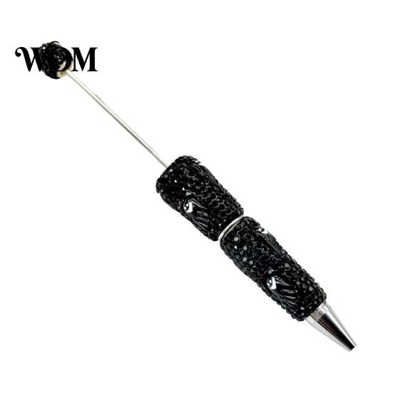 Holiday Party Favor Pen Rhinestone Beadable Pen, Glitter Plastic Beaded Halloween Pumpkin Ghost Skull Sparkly Gel Ink for DIY Craft Making,